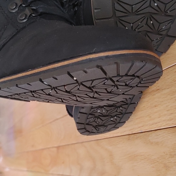 Columbia Black Ankle Boots with Plaid Accent - Picture 8 of 11